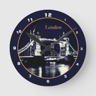 Tower Bridge & London at Night England /British UK Runde Wanduhr