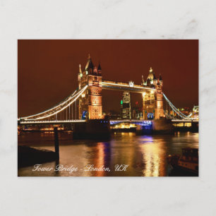 Tower Bridge, London at Night, England / Liebe Ver Postkarte