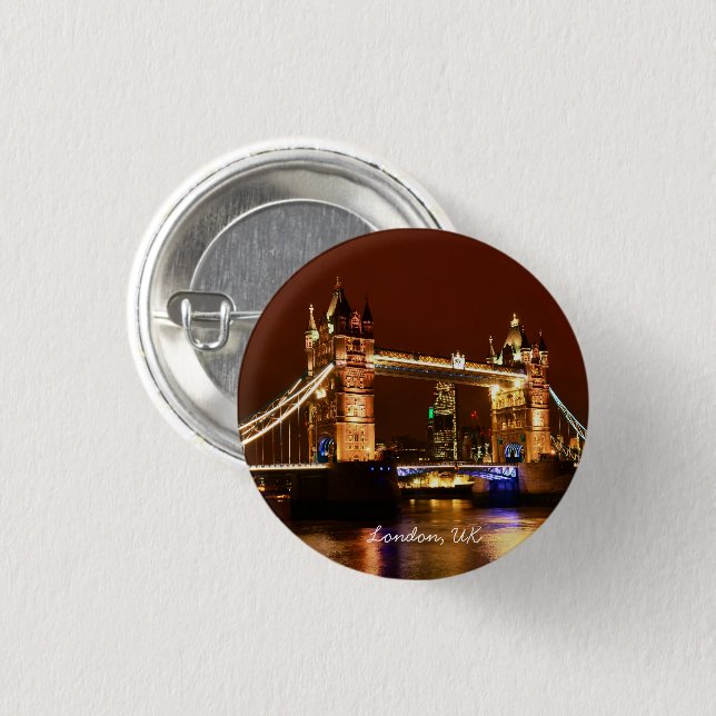Tower Bridge, London at Night, England (UK) Button (Vorne & Hinten)