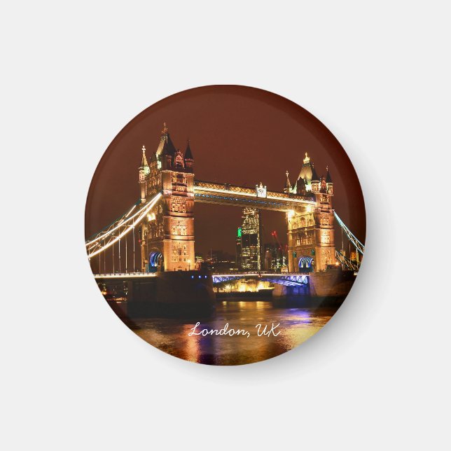 Tower Bridge, London at Night, England (UK) Magnet (Vorne)
