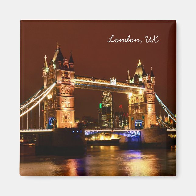 Tower Bridge, London at Night, England (UK) Magnet (Vorne)