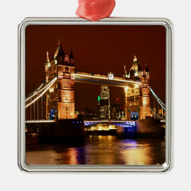 Tower Bridge, London at Night, England (UK) Ornament Aus Metall (Vorne)