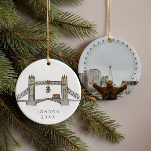 Tower Bridge London Double Decker Weihnachtsfest F Keramik Ornament