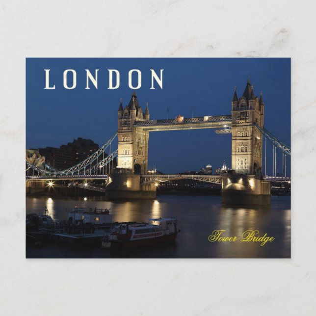 Tower Bridge, London, England nachts Postkarte (Vorderseite)