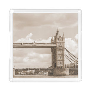Tower Bridge, London: ikonisches Vintages Sepia Acryl Tablett