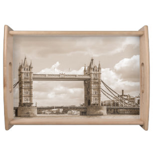 Tower Bridge, London: ikonisches Vintages Sepia Serviertablett