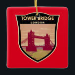 Tower Bridge London Travel Art Vintag Keramikornament<br><div class="desc">Tower Bridge Vektorgrafik. Die Tower Bridge ist eine bewegliche Brücke,  die die Themse überspannt. Es ist eine Londoner Ikone mit Viktorianischer Technik und modernen gläsernen Fußwegen.</div>