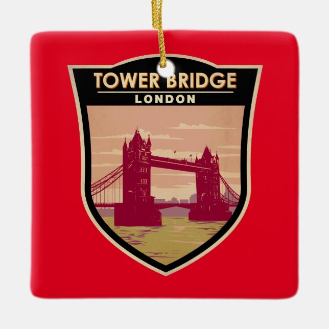 Tower Bridge London Travel Art Vintag Keramikornament (Vorderseite)
