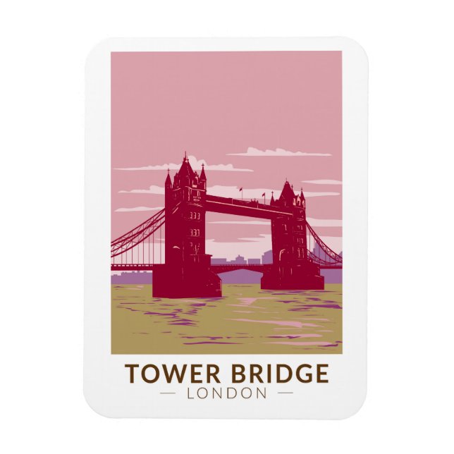 Tower Bridge London Travel Art Vintag Magnet (Vertikal)