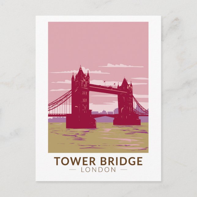 Tower Bridge London Travel Art Vintag Postkarte (Vorderseite)