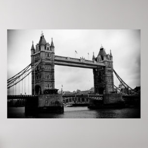 Tower Bridge, London, UK Schwarz-Weiß-Druck Poster