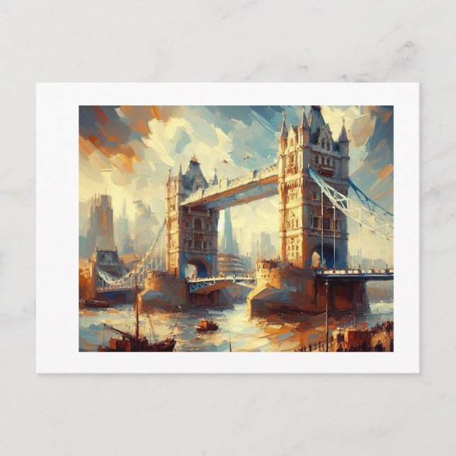 Tower Bridge mit London City, Postkarte (Vorderseite)