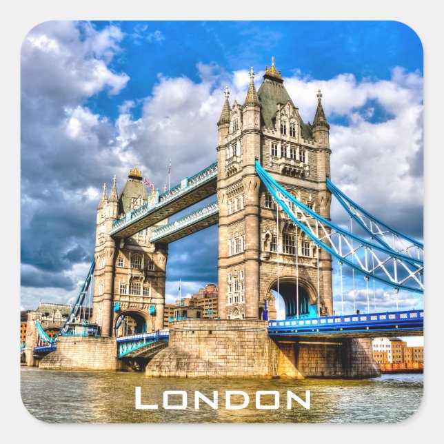 Tower Bridge Quadratischer Aufkleber (Vorderseite)