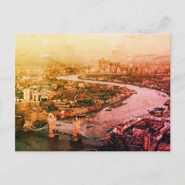 TOWER BRIDGE & RIVER THAMES AERIAL VIEW - LONDON POSTKARTE (Vorderseite)