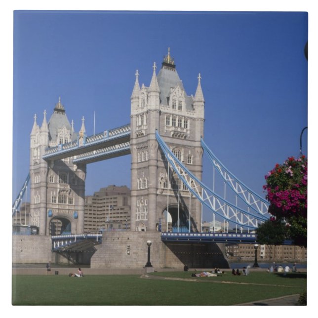 Tower Bridge, River Thames, London, England Fliese (Vorderseite)