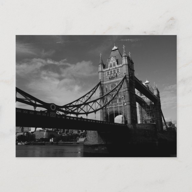 Tower Bridge Schwarz-Weiß-Bild Postkarte (Vorderseite)