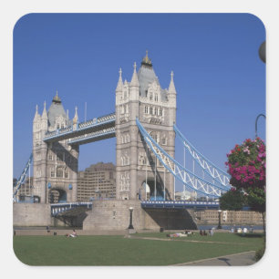 Tower Bridge, Themse, London, England Quadratischer Aufkleber