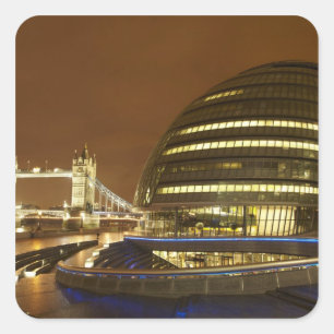 Tower Bridge und Greater London Authority Quadratischer Aufkleber
