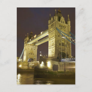 Tower Bridge und Themse in der Dämmerung, London, Postkarte