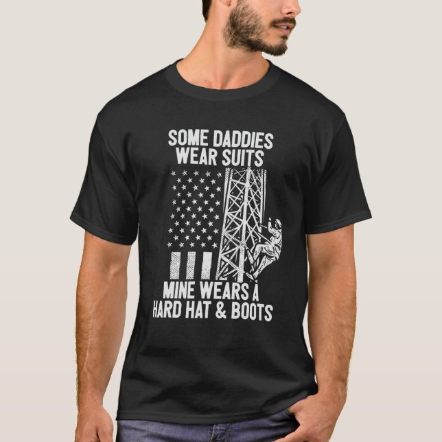Tower Climber Daughter Son American Flag Fathers D T-Shirt (Vorderseite)