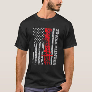 Tower Climber USA Flag Tower Climber Cell Site Tec T-Shirt