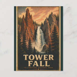 Tower Fall Yellowstone Nationalpark Vintage Postkarte