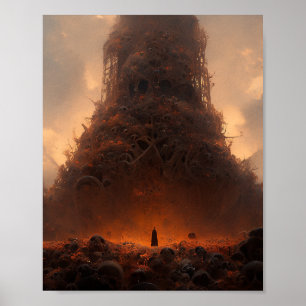 Tower made by Bones Dark Fantasy Art Poster