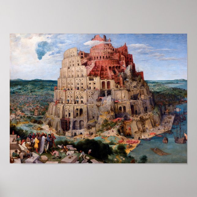 Tower of Babel, Pieter Bruegel the Elder, 1563 Poster (Vorne)