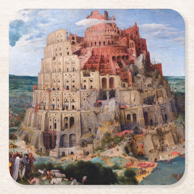 Tower of Babel, Pieter Bruegel the Elder, 1563 Rechteckiger Pappuntersetzer (Vorderseite)