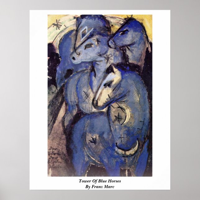 Tower of Blue Horses von Franz Marc Poster (Vorne)