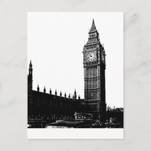 Tower of London Big Ben Black and White Fotografy Postkarte