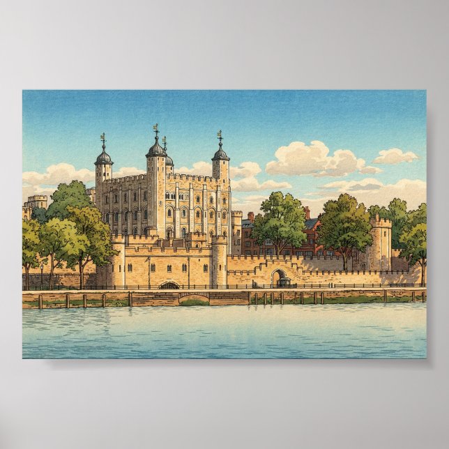 Tower of London Japanese Woodblock Print Poster (Vorne)