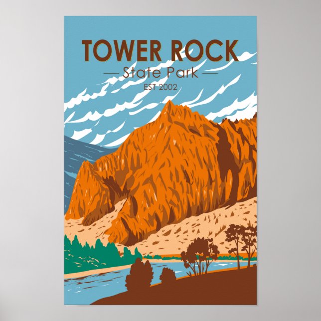Tower Rock Staat Park Montana Vintag Poster (Vorne)