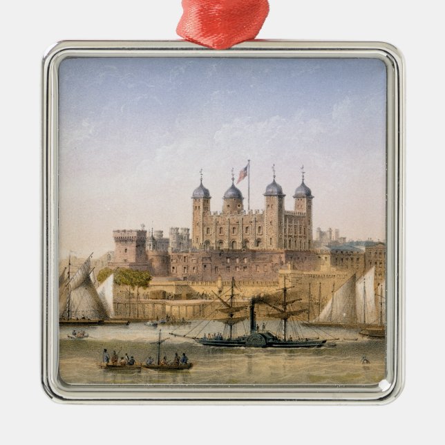 Tower von London, C.1862 (Farbelitho) Silbernes Ornament (Vorne)