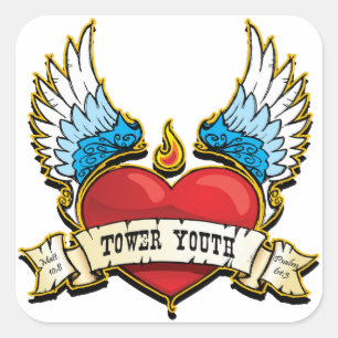 Tower Youth Heart Sticker quadriert