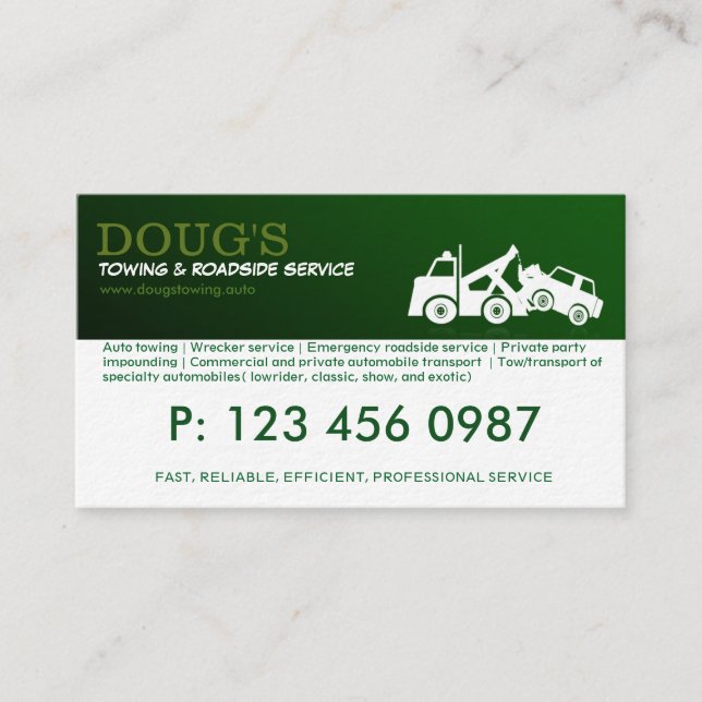 Towing Roadside Wrecker Service Business Card Visitenkarte (Vorderseite)