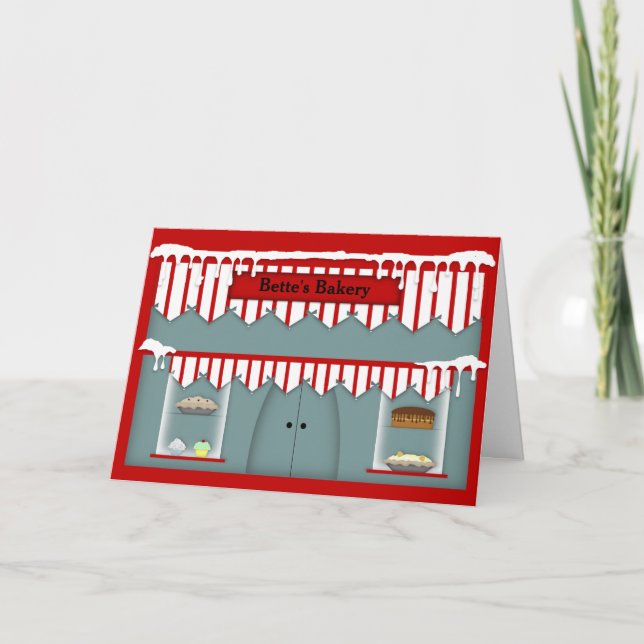 Town Bakery Individuelle Name Weihnachtskarte Feiertagskarte (Vorderseite)