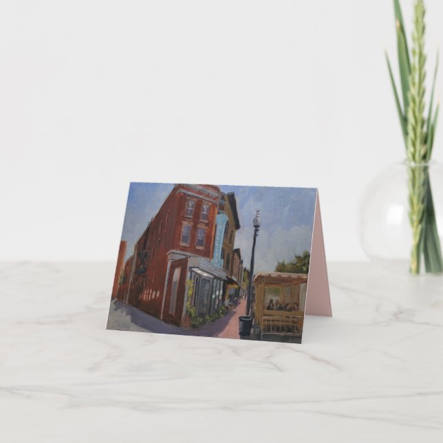 Town Café Art Note Card Dankeskarte (Vorderseite)
