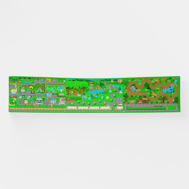 Town-Campground-Safari Straßen für Autos 2,5x12Ban Banner (Horizontal)