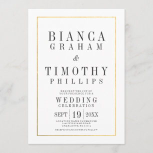 Town Hall Typografy Wedding Celebration Einladung