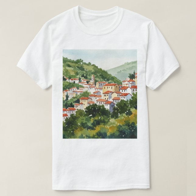 Town on a green hill T-Shirt (Design vorne)