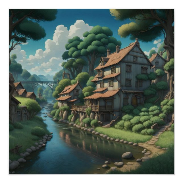 Town & River Poster (Vorderseite)