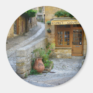 Townscape in Dordogne, Frankreich runder Magnet