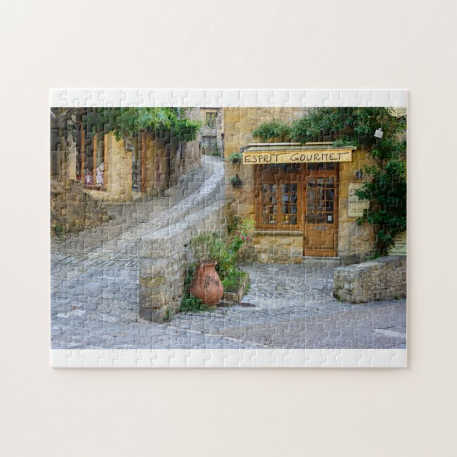 Townscape mit Geschäft in Dordogne, Frankreich Puzzle (Horizontal)