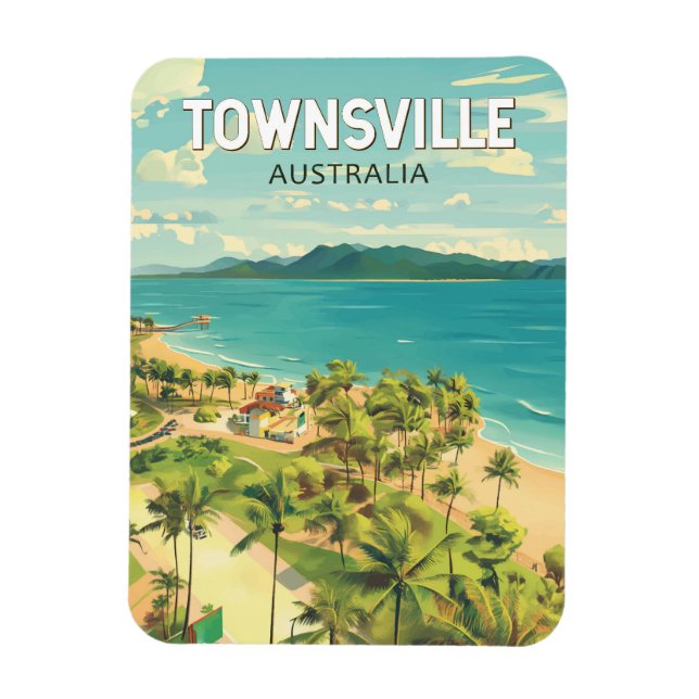 Townsville Australia Reisen Kunst Vintag Magnet (Vertikal)