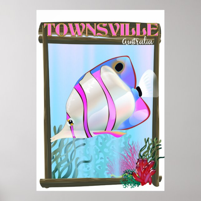 Townsville Australia Tropischer Fisch Reiseplakat Poster (Vorne)