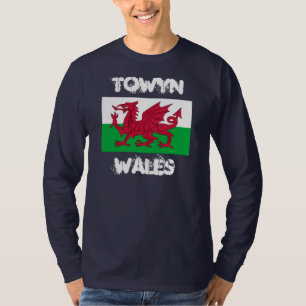 Towyn, Wales mit walisischer Flagge T-Shirt