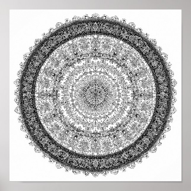 Toxic Beauty Fractal Rust Mandala Template Poster (Vorne)