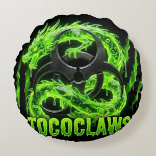 Toxic Claws Biohazard-Drache - Neon-grüner Schleim Rundes Kissen