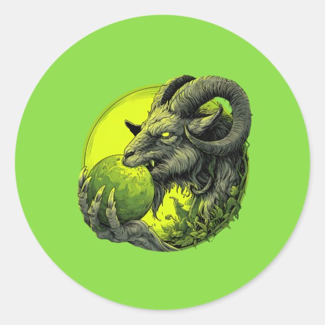 Toxic Green Dämon Ziegen Aufkleber (Vorderseite)